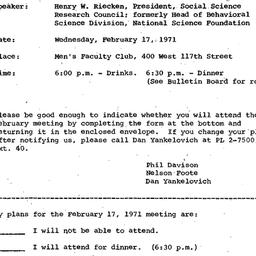 Announcements, 1971-02-17. ...