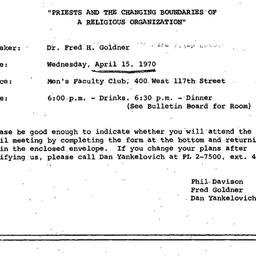 Announcements, 1970-04-15. ...