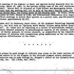 Announcements, 1965-03-08. ...