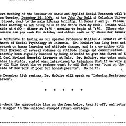 Announcements, 1964-12-03. ...