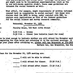 Announcements, 1974-11-20. ...