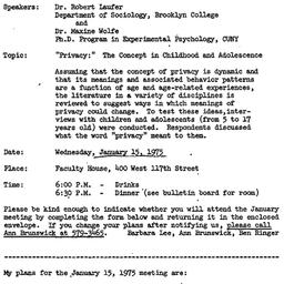 Announcements, 1975-01-15. ...