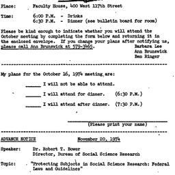 Announcements, 1974-10-16. ...