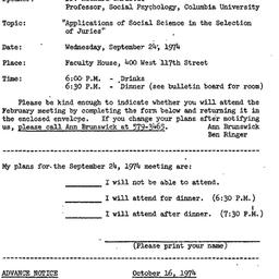 Announcements, 1974-09-24. ...