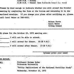 Announcements, 1972-10-19. ...