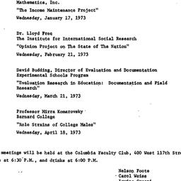 Announcements, 1973-01-17. ...