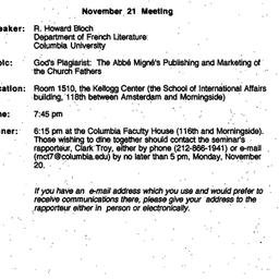 Announcements, 1995-11-21. ...