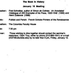 Announcements, 1996-01-16. ...