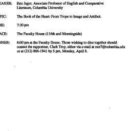 Announcements, 1996-04-09. ...