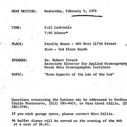 Announcements, 1976-02-04. ...