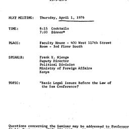 Announcements, 1976-04-01. ...