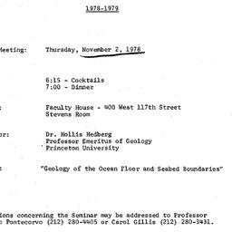 Announcements, 1978-11-02. ...