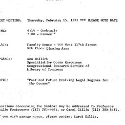 Announcements, 1979-02-15. ...