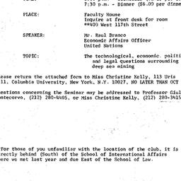 Announcements, 1973-11-01. ...