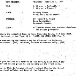 Announcements, 1974-02-07. ...