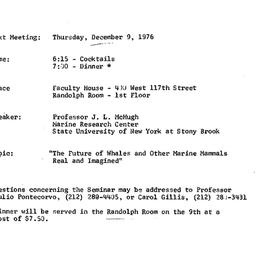 Announcements, 1976-12-09. ...