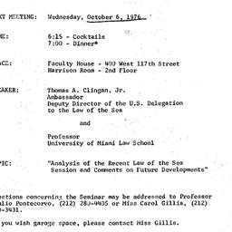 Announcements, 1976-10-06. ...