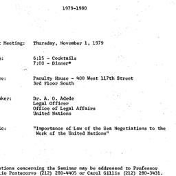 Announcements, 1979-11-01. ...