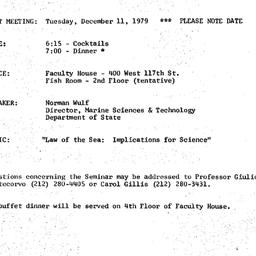 Announcements, 1979-12-11. ...