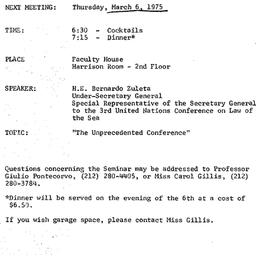 Announcements, 1975-03-06. ...