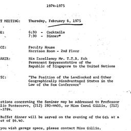 Announcements, 1975-02-06. ...