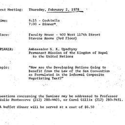 Announcements, 1978-02-01. ...