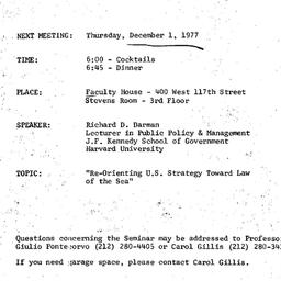 Announcements, 1977-12-01. ...