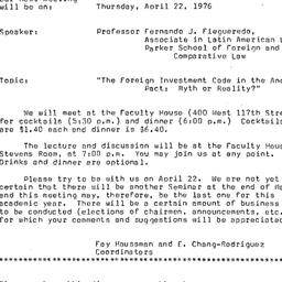 Announcements, 1976-04-22. ...