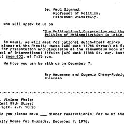 Announcements, 1978-12-07. ...