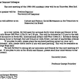 Announcements, 1991-05-02. ...
