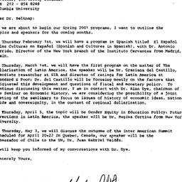 Correspondence, 2001-01-29....