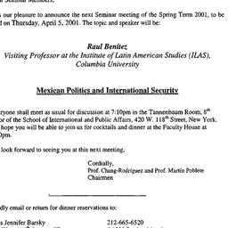 Announcements, 2001-03-21. ...