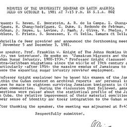 Minutes, 1981-10-01. Latin ...