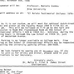 Announcements, 1986-11-06. ...
