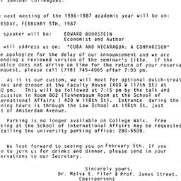 Announcements, 1987-02-05. ...