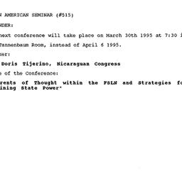 Announcements, 1995-03-30. ...