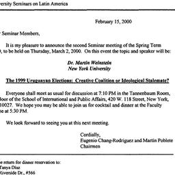 Announcements, 2000-03-02. ...