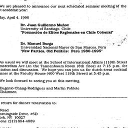 Announcements, 1996-04-04. ...