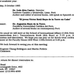 Announcements, 1995-10-05. ...