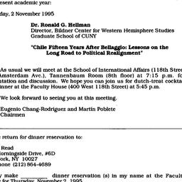 Announcements, 1995-11-02. ...