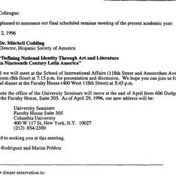 Announcements, 1996-05-02. ...