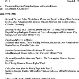Schedules, Latin America, s...