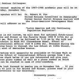 Announcements, 1987-11-05. ...