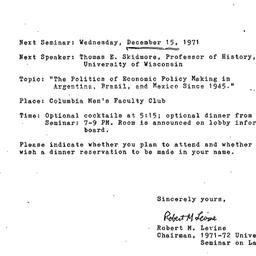 Announcements, 1971-11-20. ...