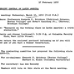 Announcements, 1972-02-17. ...