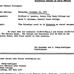 Announcements, 1974-11-20. ...