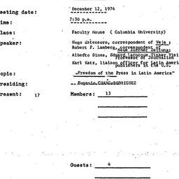 Minutes, 1974-12-12. Latin ...