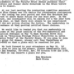 Announcements, 1973-05-10. ...