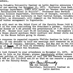 Announcements, 1972-11-15. ...