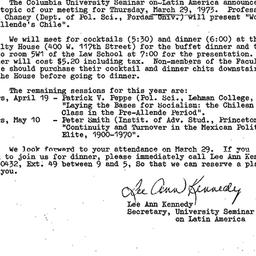 Announcements, 1973-03-29. ...